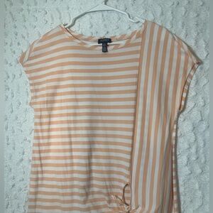 Jones New York Coral Striped Short Sleeve Top